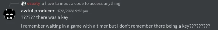 His Discord message questioning the key